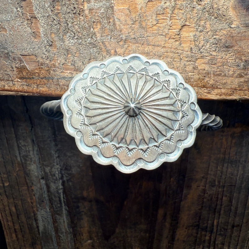 Concho Braided Cuff Sterling Silver Bracelet