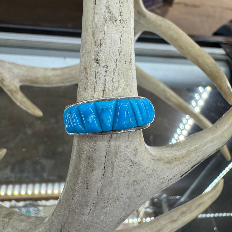 Blue Turquoise Cobblestone Genuine Ring