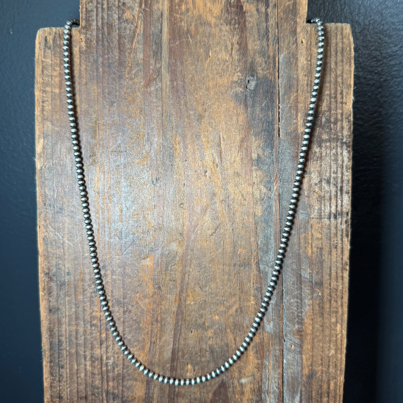 22 inch 3mm Sterling Silver Navajo Pearl Necklace