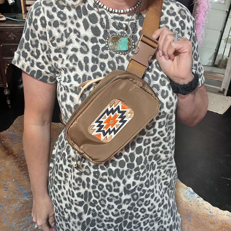 Brown Orange Aztec Bum Bag or Fanny Pack