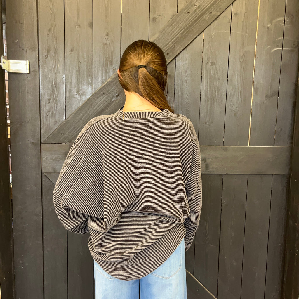 Charcoal Dolman Ribbed Soft Long sleeve Shirt