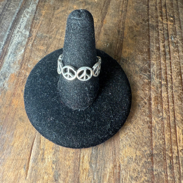 Peace Sign Sterling Silver Ring