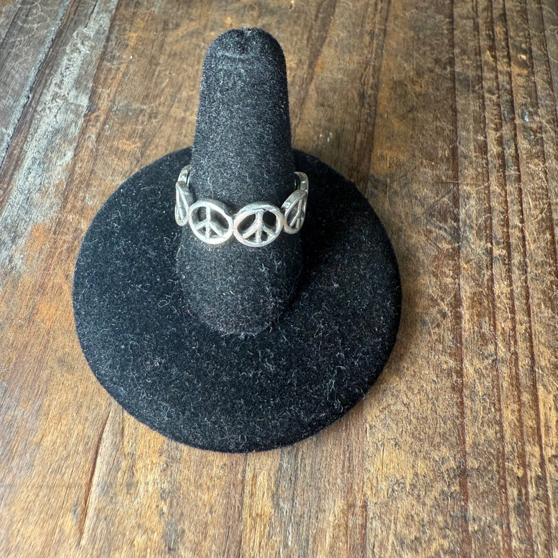 Peace Sign Sterling Silver Ring