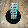21 Stone Turquoise Rectangle Sterling Silver Ring size 8