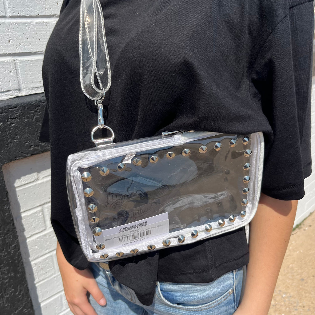 clear handbag with silver studs 