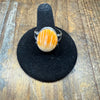 Round Orange Spiny Sterling Silver Ring