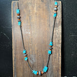 31 inch Spiny, Turquoise Multistone Navajo Pearl Sterling Silver Necklace