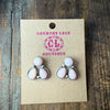 3 Stone Pink Conch Half Cluster Post Sterling Silver Earring
