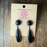 Fancy Black Onyx Dangle Post Sterling Silver Earring