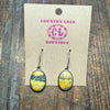Yellow Bumblebee Jasper Oval Dangle French Hook Sterling Silver Earring