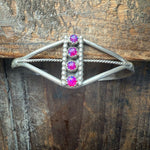 4 Stone Purple Opal Vertical Cuff Sterling Silver Bracelet