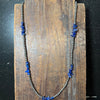 24 Inch 4mm Navajo Pearl with Chipped Blue Lapis Sterling Silver Necklace