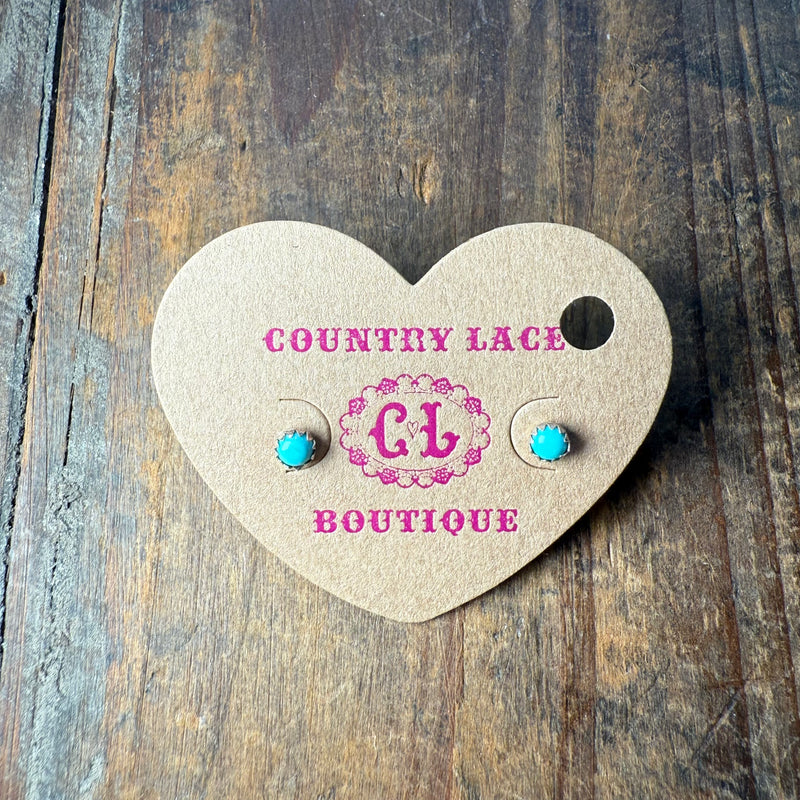 Dainty Turquoise Tiny Stud Post Sterling Silver Earring