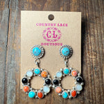 Fancy Kingman Multi Stone Post Sterling Silver Earring