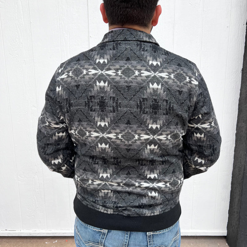 Black Aztec Bomber  Pullover with Kanga Pocket