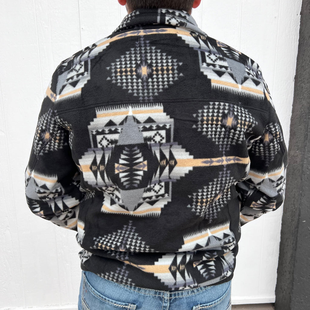 Black Powder River Aztec Printed Fleece Pullover.