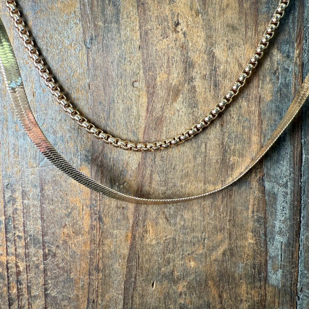 2 Strand Snake and Chain Gold Fashion Necklace