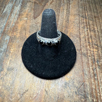 3 Stone Black Onyx Detail Band Sterling Silver Ring