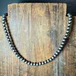 16 inch 6mm Sterling Silver Navajo Pearl Necklace