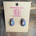 Purple Zuni Opal Post Sterling Silver Earring