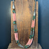 Totally Amazing 6 Strand Pink & Turquoise Beads with 5 & 8mm Navajo Pearls Sterling Silver Necklace