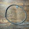 3mm Navajo Pearl Stretchy  Sterling Silver Bracelet
