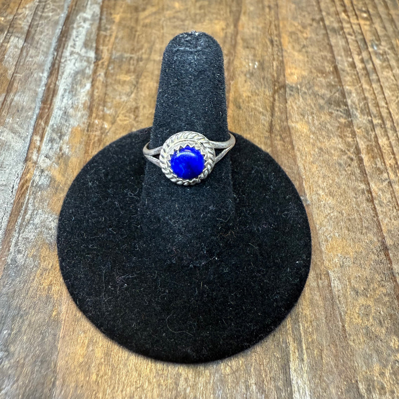 Lapis Round Sterling Silver Ring