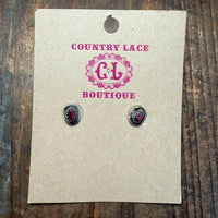 Red Opal Patina Stud Post Sterling Silver Earring