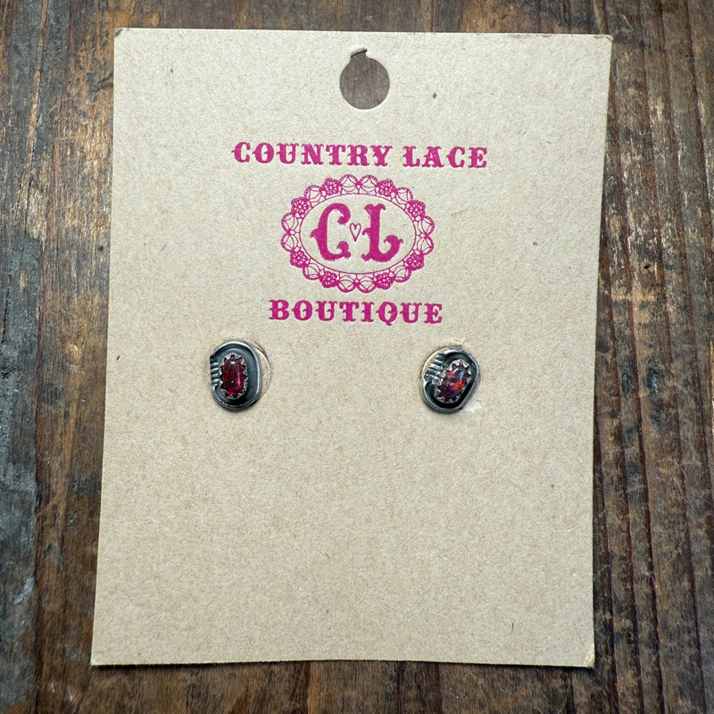 Red Opal Patina Stud Post Sterling Silver Earring