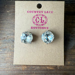 Big Clear Crystal Silver Round Post Stud Fashion Earring