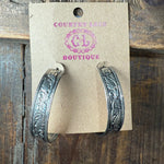 Stunning Sterling Silver Detailed Hoop Post Sterling Silver Earring