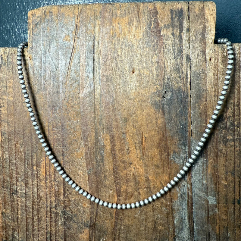 16 inch 3mm Sterling Silver Navajo Pearl Necklace