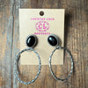 Black Onyx Detailed Hoop Post Sterling Silver Earring