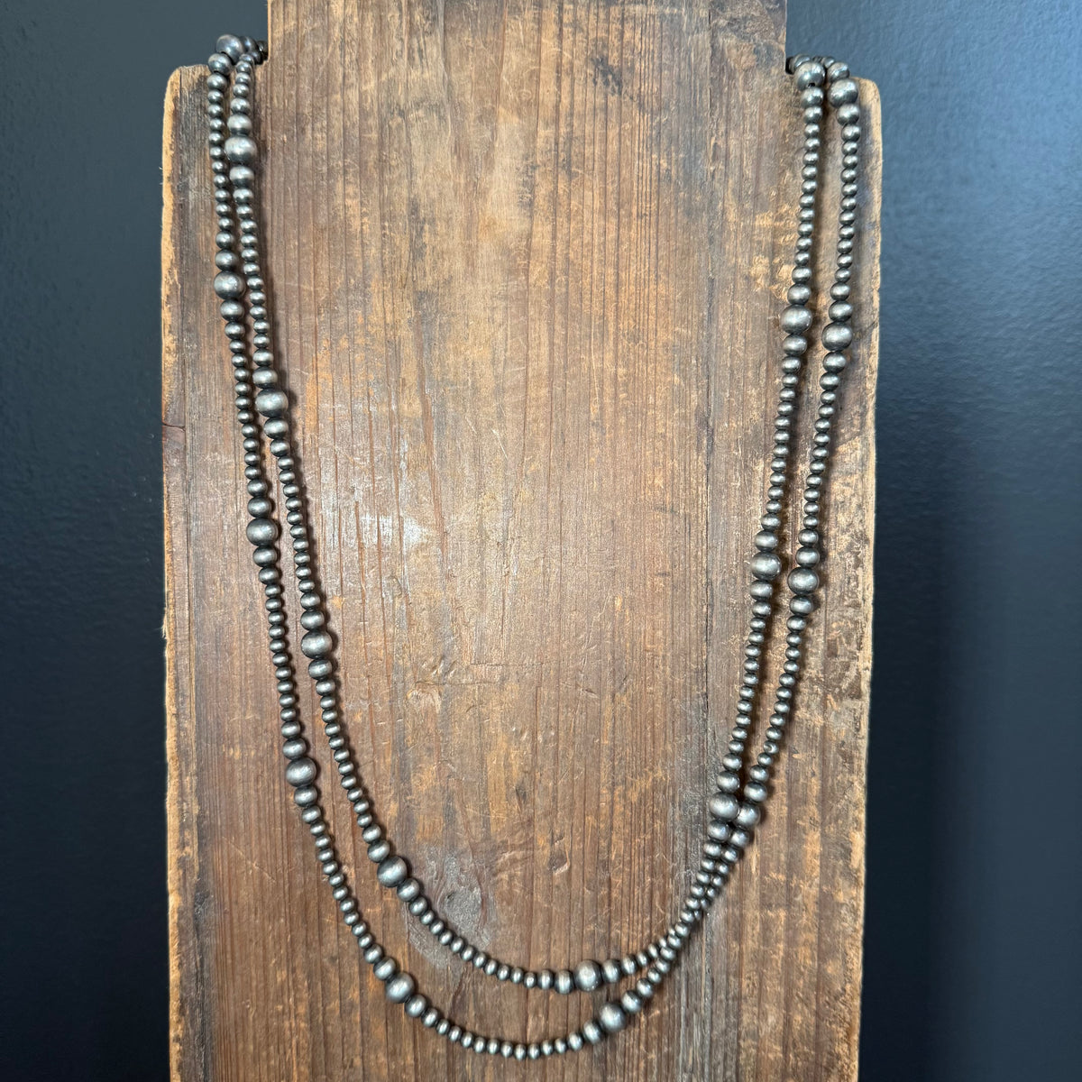 60 inch 4, 5, 6, & 8mm Navajo Pearl Sterling Silver Necklace