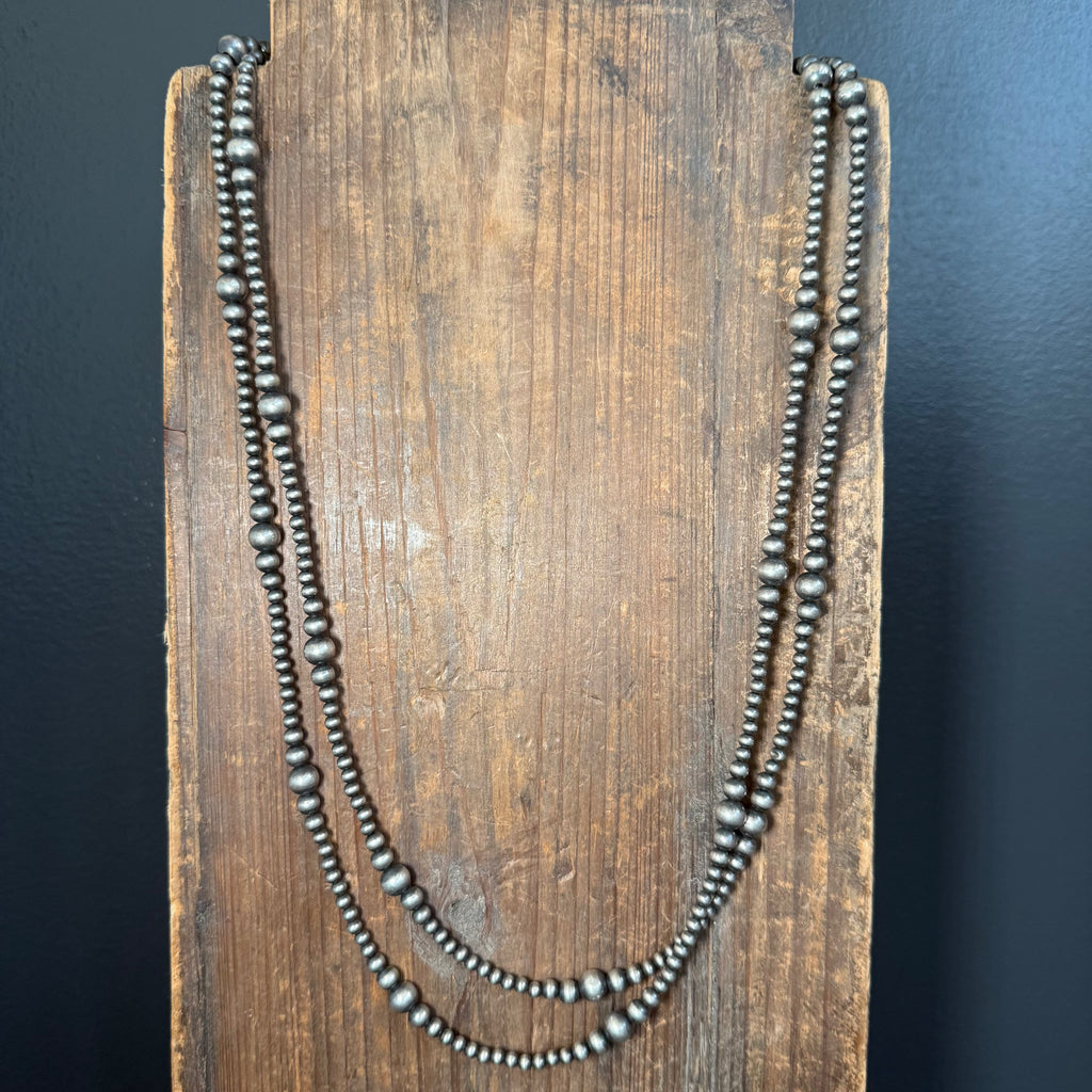 60 inch 4, 5, 6, & 8mm Navajo Pearl Sterling Silver Necklace 60 inch 4, 5, 6, & 8mm Navajo Pearl Sterling Silver Necklace