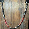 18 Inch Red Spiny Navajo Pearl Sterling Silver Necklace
