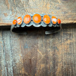 Authentic Orange Spiny with Detailed Cuff Sterling Silver Bracelet