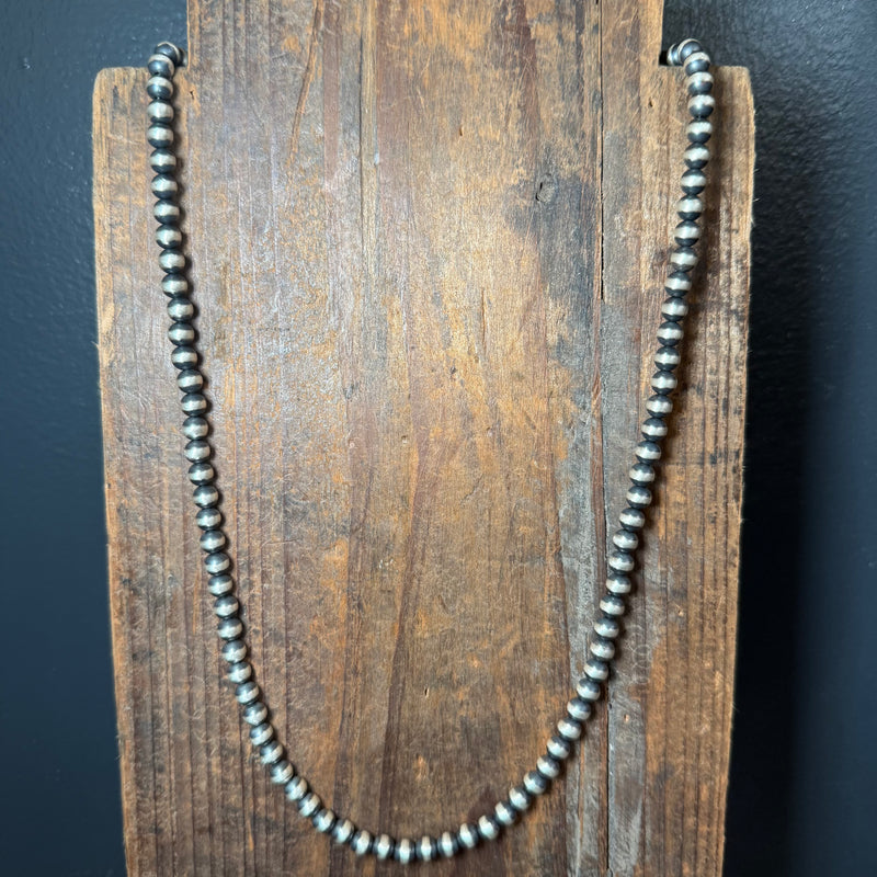 24 inch 6mm Sterling Silver Sterling Silver Navajo Pearl Necklace