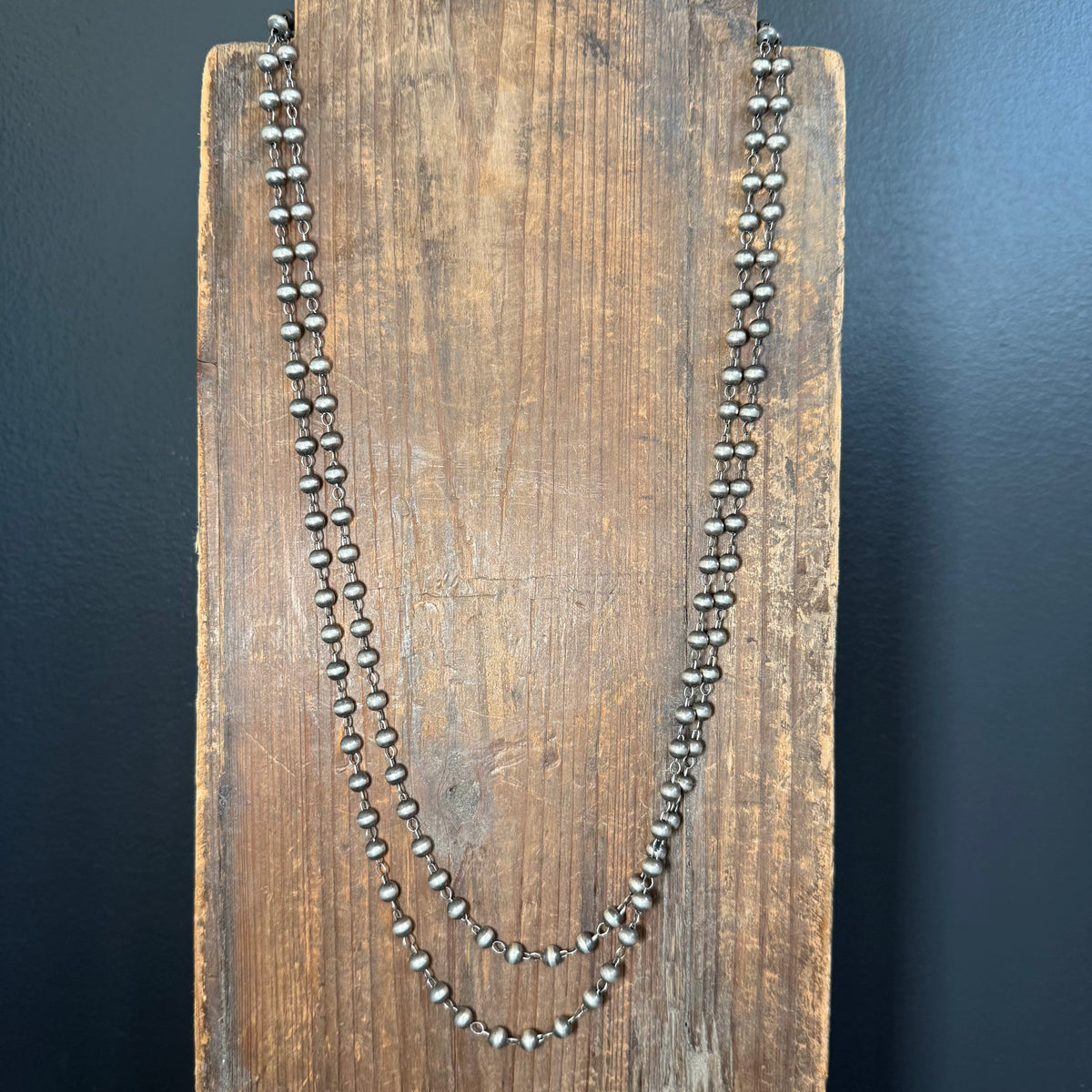 62 inch 5mm Contemporary Navajo Pearl Sterling Silver Necklace
