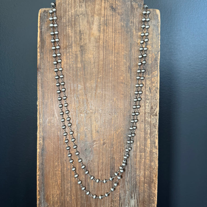 62 inch 5mm Contemporary Navajo Pearl Sterling Silver Necklace