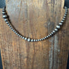 14 inch 4, 5, 6, & 8mm Navajo Pearl Sterling Silver Necklace