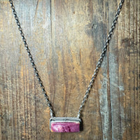 Purple Spiny Bar Sterling Silver Necklace