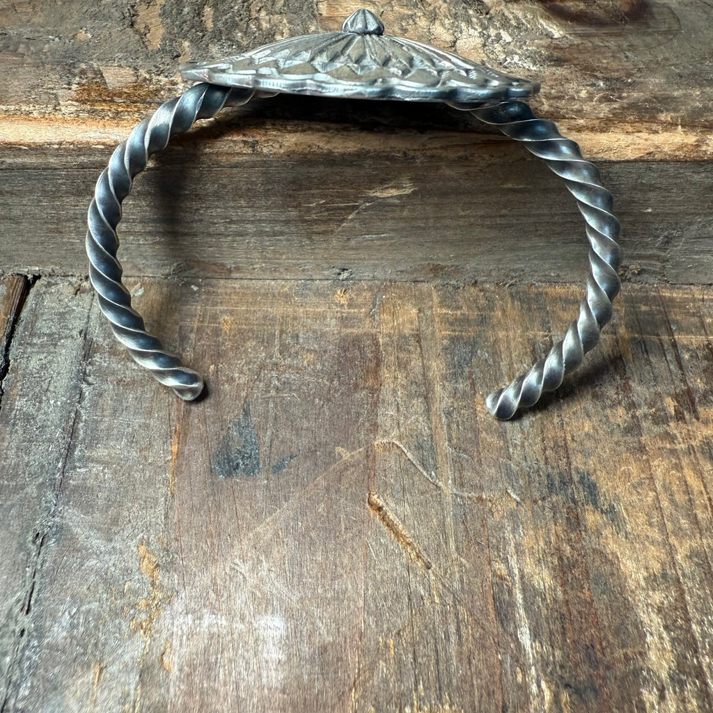 Concho Braided Cuff Sterling Silver Bracelet