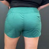 Dark Green High Waisted Athletic Shorts with Zip Waist Pocket
