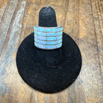 Opal 4 Row Inlay Sterling Silver Ring size 8