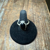 Oval Black Onyx with Ball Detail Sterling Silver Ring