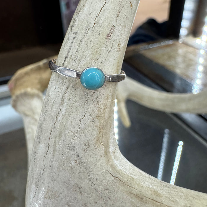 Hammered Turquoise Single Stone Sterling Silver Ring