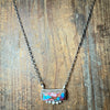 Pink Dahlia with Fancy Detail Bar Sterling Silver Necklace