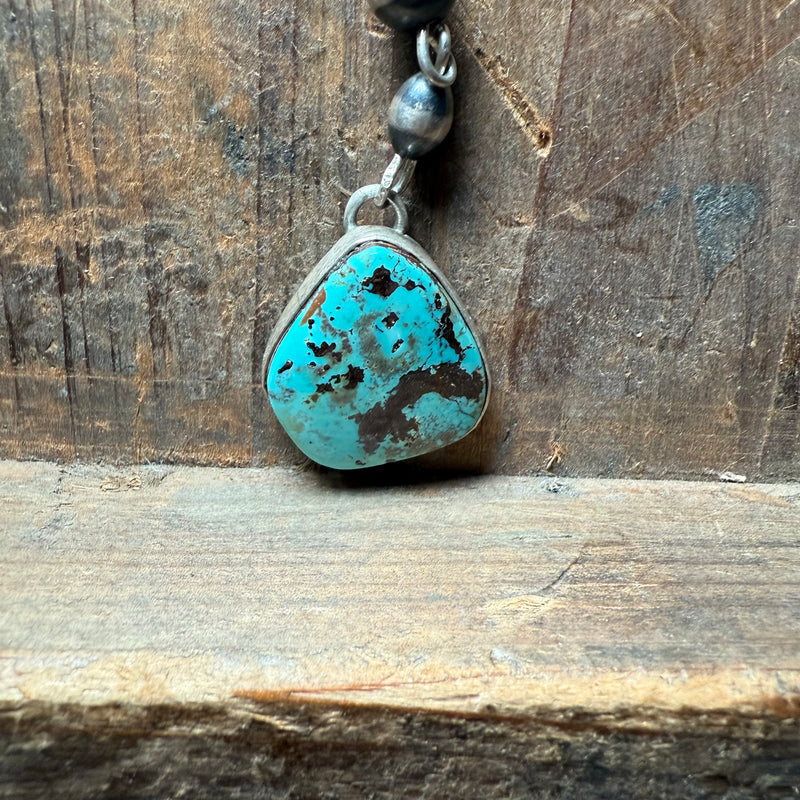 Authentic Red Spiny & Turquoise Cluster Lariat with Contemporary Navajo Pearls Sterling Silver Necklace
