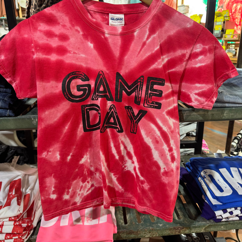 Red Tie Dye Game Day Youth Crew Neck T-shirt